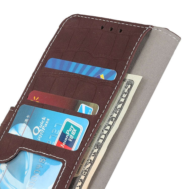 For Google Pixel 6a Crocodile Texture Flip Leather Phone Case with Holder & Card Slots(Brown)