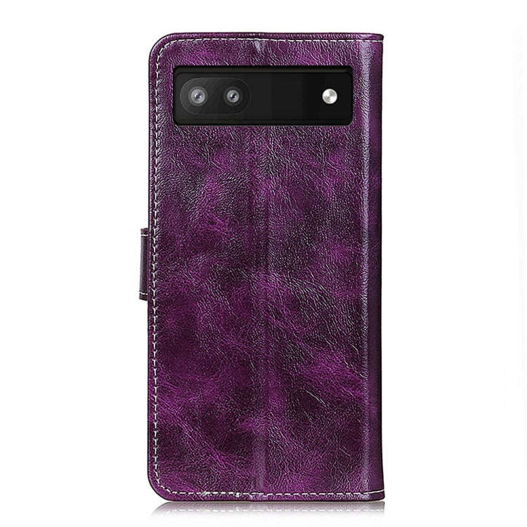 For Google Pixel 6a Retro Crazy Horse Texture Flip Leather Phone Case(Purple)