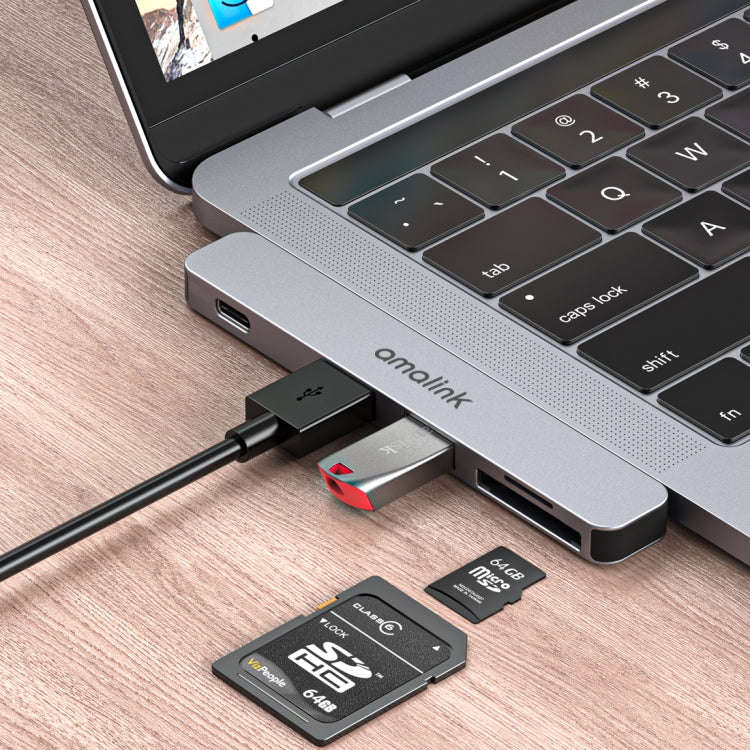 amalink 9177D Dual Type-C / USB-C to SD/TF Card Reader(Grey)