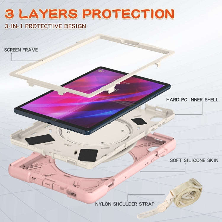 For Lenovo Tab K10 / M10 Plus Silicone + PC Protective Tablet Case(Cherry Blossom Pink)