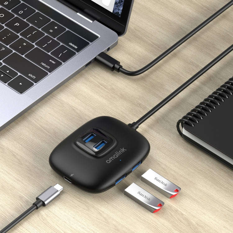 amalink UC310 Type-C / USB-C to 4 Ports USB Multi-function HUB(Black)