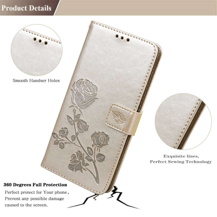 For Honor 50 Lite Rose Embossed Leather Phone Case(Gold)