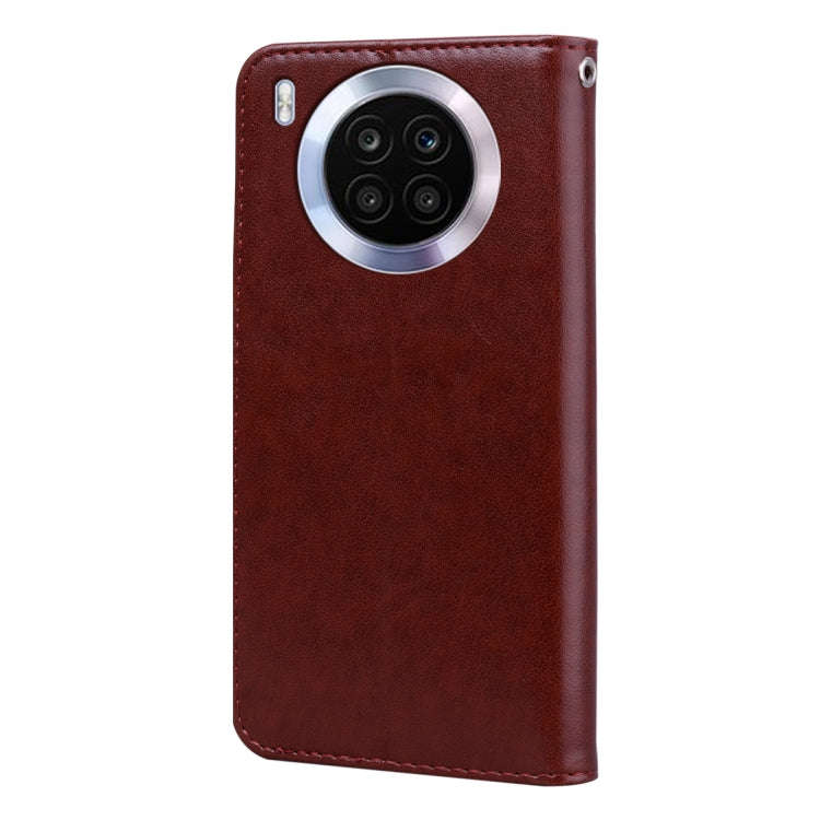 For Honor 50 Lite Rose Embossed Leather Phone Case(Brown)