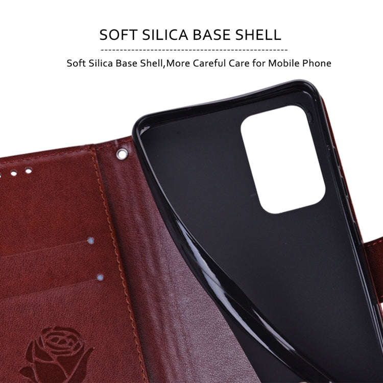 For Honor 50 Lite Rose Embossed Leather Phone Case(Brown)