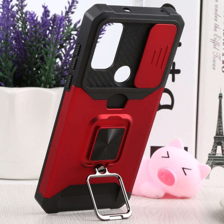 For Motorola Moto G Pure Sliding Camera Cover Design PC + TPU Shockproof Phone Case with Ring Hol...