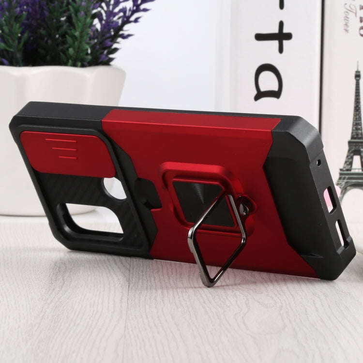 For Motorola Moto G Pure Sliding Camera Cover Design PC + TPU Shockproof Phone Case with Ring Hol...