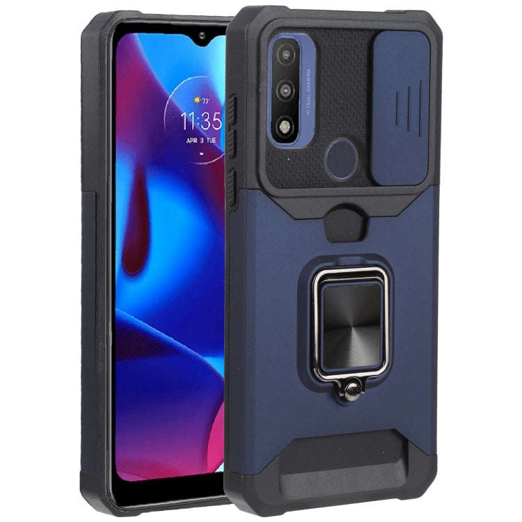 For Motorola Moto G Pure Sliding Camera Cover Design PC + TPU Shockproof Phone Case with Ring Hol...