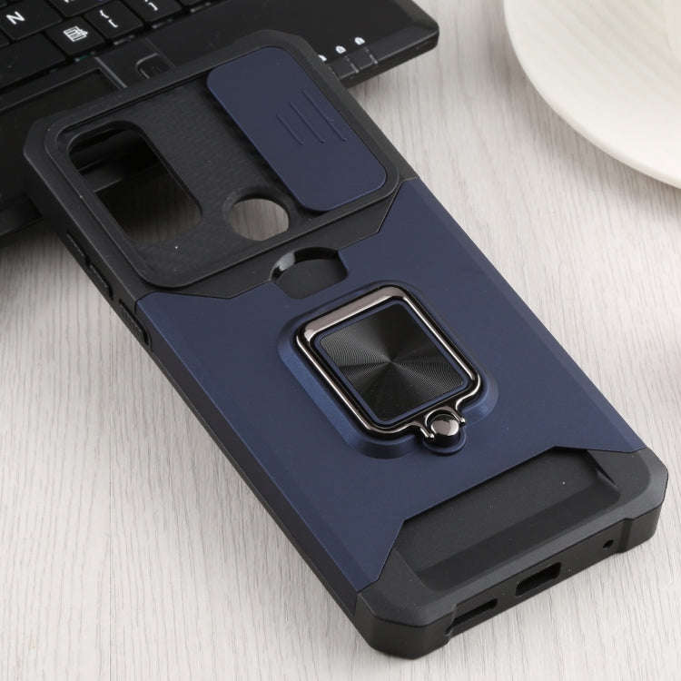 For Motorola Moto G Pure Sliding Camera Cover Design PC + TPU Shockproof Phone Case with Ring Hol...
