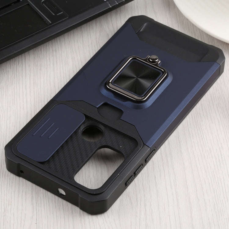 For Motorola Moto G Pure Sliding Camera Cover Design PC + TPU Shockproof Phone Case with Ring Hol...
