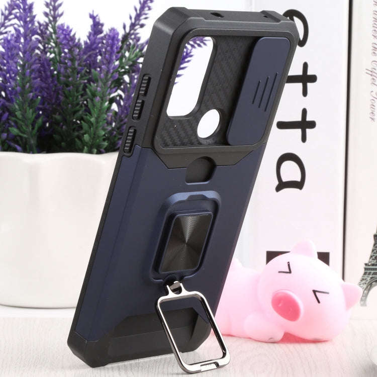 For Motorola Moto G Pure Sliding Camera Cover Design PC + TPU Shockproof Phone Case with Ring Hol...
