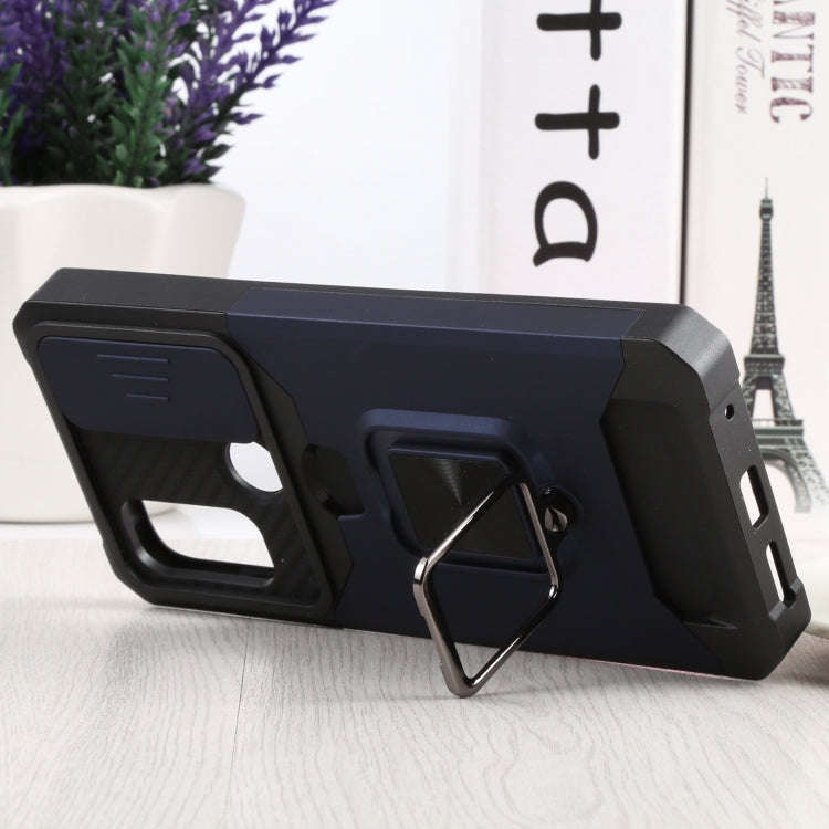 For Motorola Moto G Pure Sliding Camera Cover Design PC + TPU Shockproof Phone Case with Ring Hol...