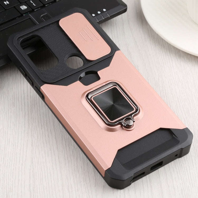 For Motorola Moto G Pure Sliding Camera Cover Design PC + TPU Shockproof Phone Case with Ring Hol...