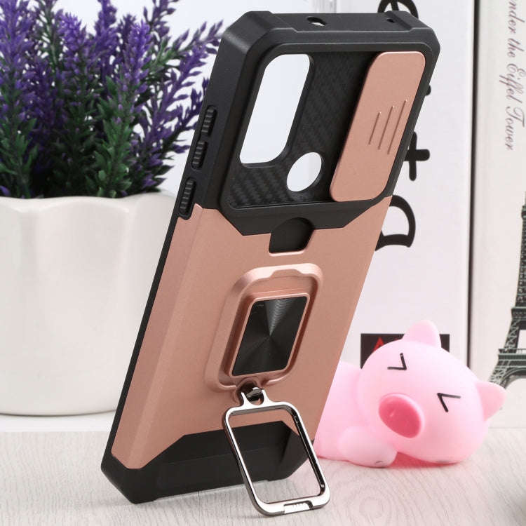 For Motorola Moto G Pure Sliding Camera Cover Design PC + TPU Shockproof Phone Case with Ring Hol...