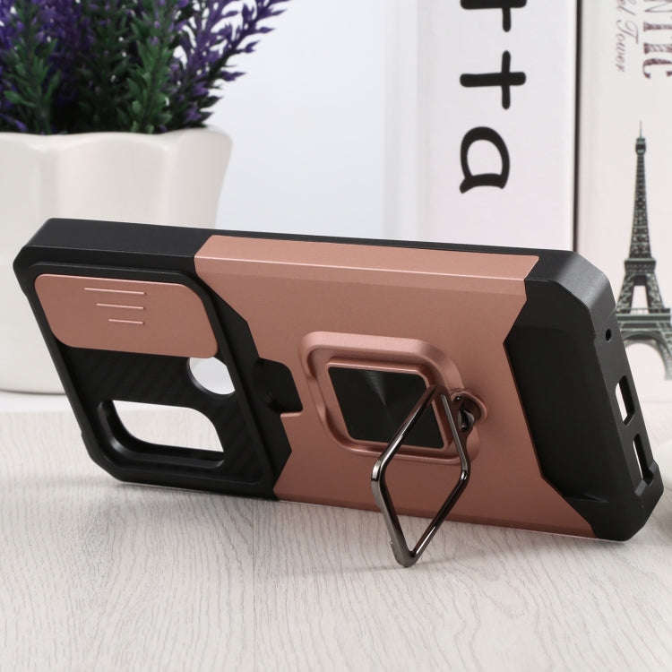 For Motorola Moto G Pure Sliding Camera Cover Design PC + TPU Shockproof Phone Case with Ring Hol...
