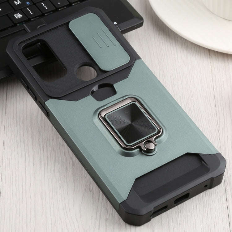 For Motorola Moto G Pure Sliding Camera Cover Design PC + TPU Shockproof Phone Case with Ring Hol...