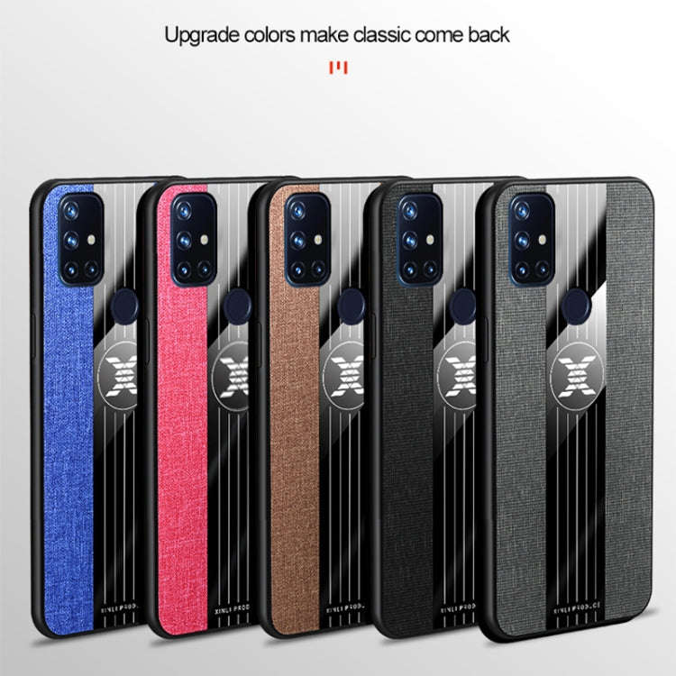 For OnePlus Nord N10 5G XINLI Stitching Cloth Texture Shockproof TPU Phone Case(Brown)