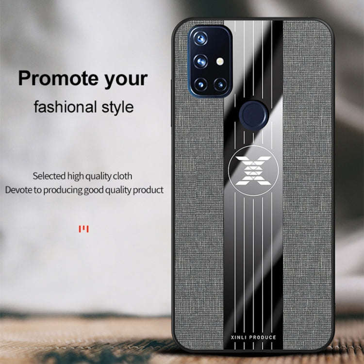 For OnePlus Nord N10 5G XINLI Stitching Cloth Texture Shockproof TPU Phone Case(Brown)