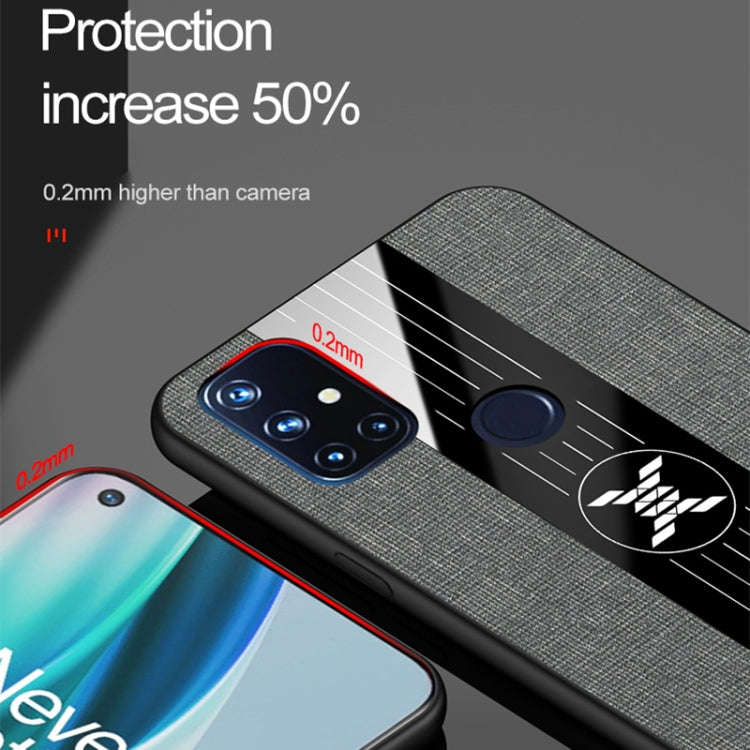 For OnePlus Nord N10 5G XINLI Stitching Cloth Texture Shockproof TPU Phone Case(Brown)