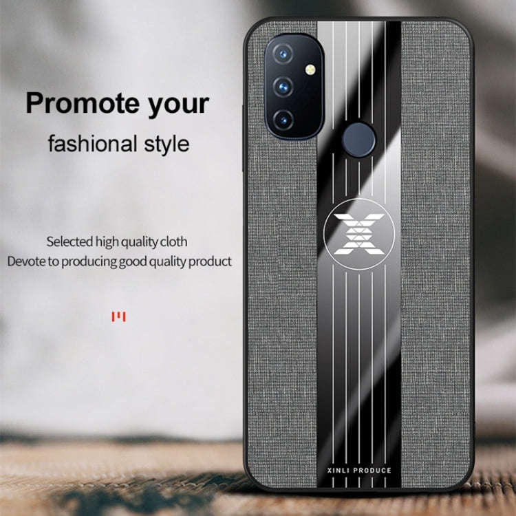 For OnePlus Nord N100 XINLI Stitching Cloth Texture Shockproof TPU Phone Case(Blue)