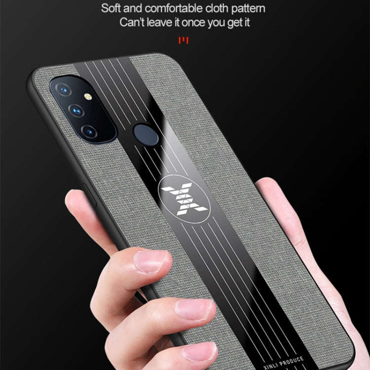 For OnePlus Nord N100 XINLI Stitching Cloth Texture Shockproof TPU Phone Case(Blue)