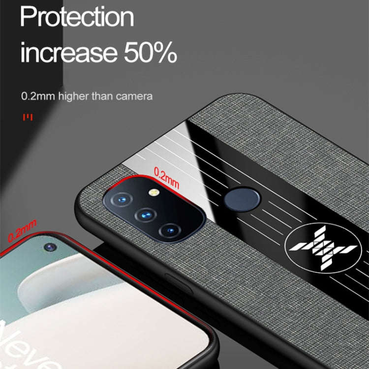 For OnePlus Nord N100 XINLI Stitching Cloth Texture Shockproof TPU Phone Case(Blue)