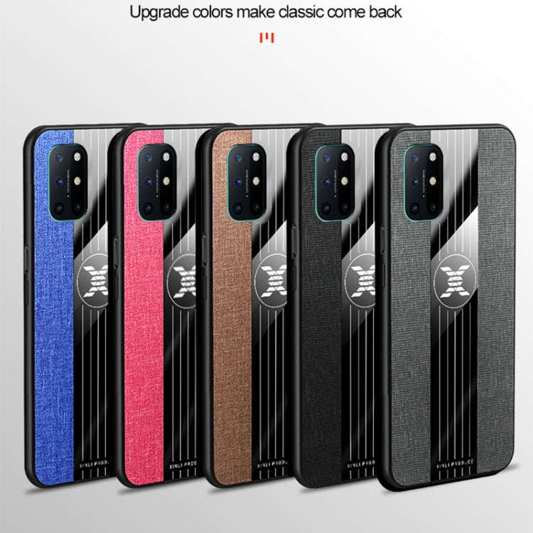 For OnePlus 8T XINLI Stitching Cloth Texture Shockproof TPU Phone Case(Brown)