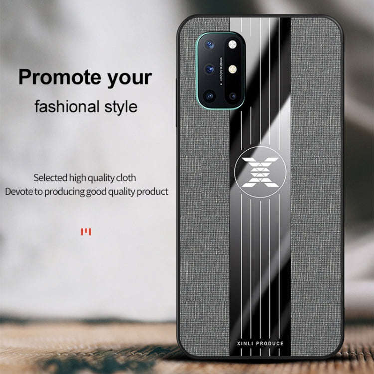 For OnePlus 8T XINLI Stitching Cloth Texture Shockproof TPU Phone Case(Brown)