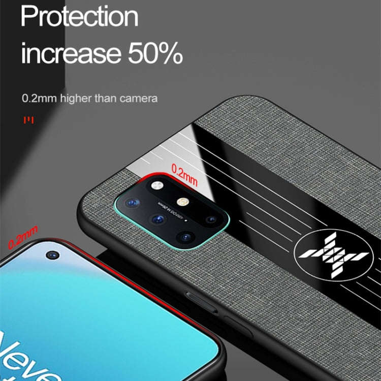 For OnePlus 8T XINLI Stitching Cloth Texture Shockproof TPU Phone Case(Brown)