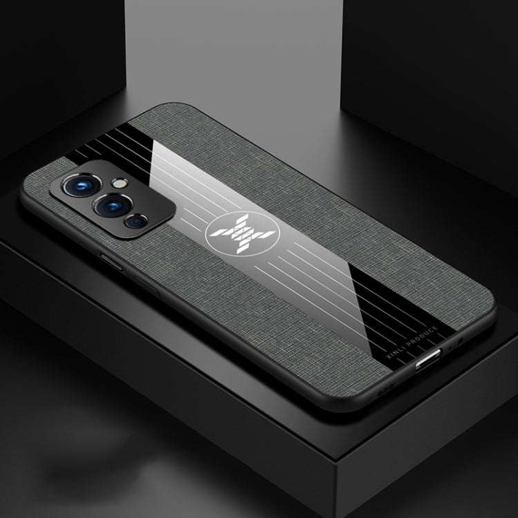 For OnePlus 9 XINLI Stitching Cloth Texture Shockproof TPU Phone Case(Grey)