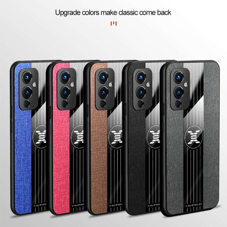 For OnePlus 9 XINLI Stitching Cloth Texture Shockproof TPU Phone Case(Grey)