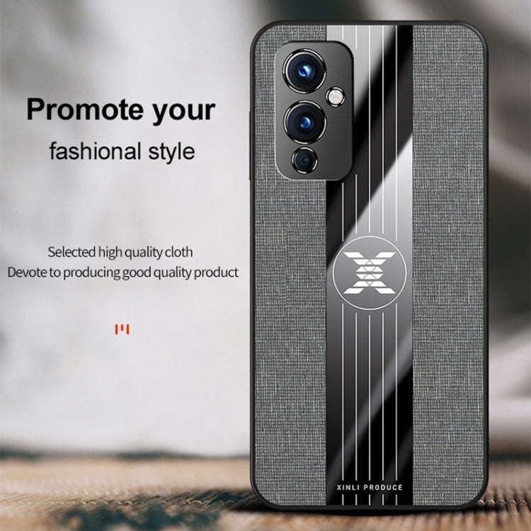 For OnePlus 9 XINLI Stitching Cloth Texture Shockproof TPU Phone Case(Grey)