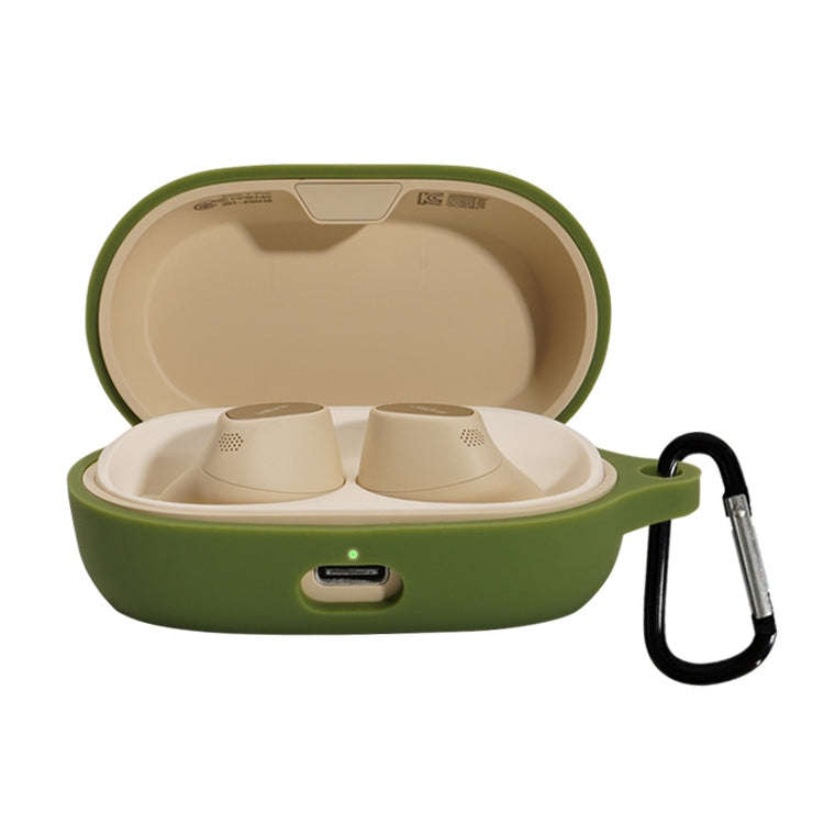 For Jabra Elite 7 Pro Silicone Earphone Protective Case with Hook(Grass Green)