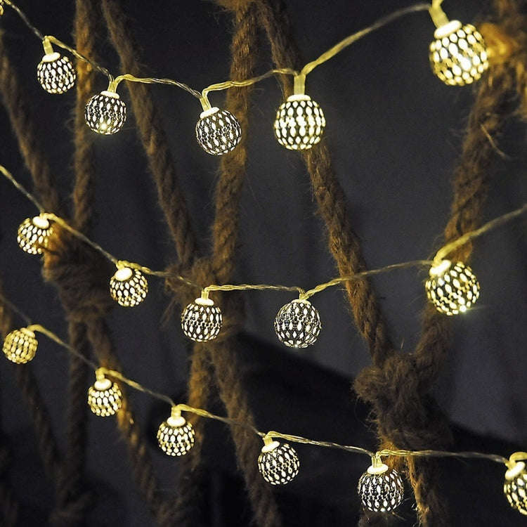 Ironwork Hollow Small Ball Outdoor LED Light String Garden Festival Decoration Light with Remote ...