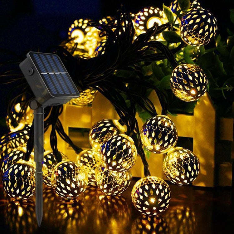 Ironwork Hollow Small Ball Outdoor LED Light String Garden Festival Decoration Light with Remote ...