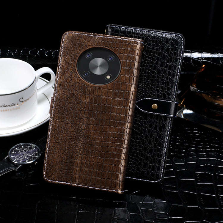 For Cubot Max 3 idewei Crocodile Texture Leather Phone Case(Dark Blue)