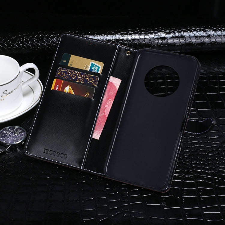 For Cubot Max 3 idewei Crocodile Texture Leather Phone Case(Dark Blue)