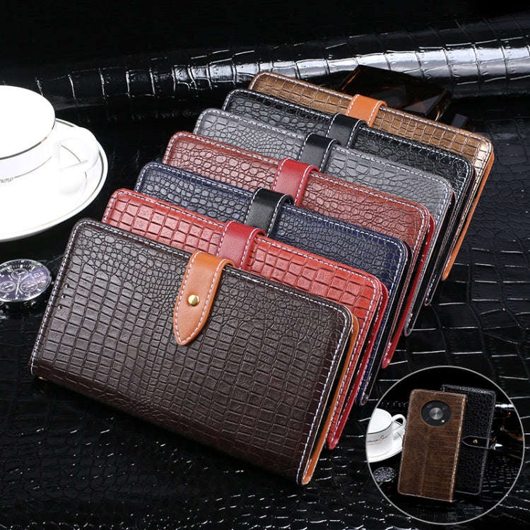 For Cubot Max 3 idewei Crocodile Texture Leather Phone Case(Dark Blue)