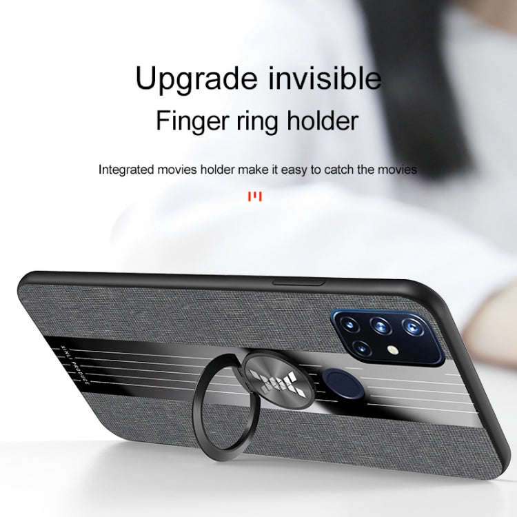For OnePlus Nord N10 5G XINLI Stitching Cloth Texture TPU Phone Case with Ring Holder(Black)
