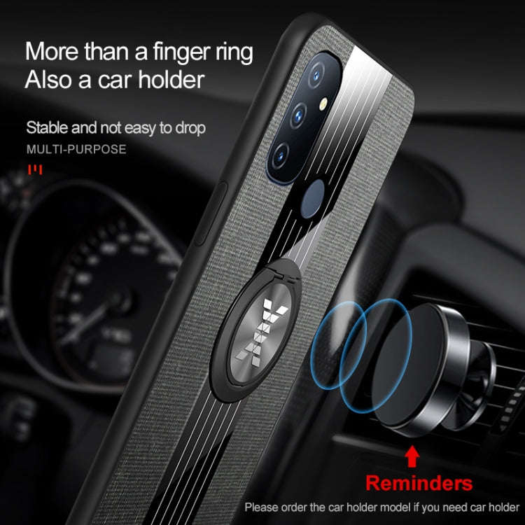For OnePlus Nord N100 XINLI Stitching Cloth Texture TPU Phone Case with Ring Holder(Black)