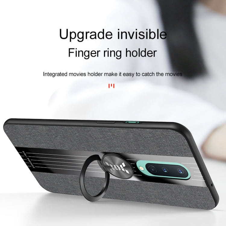 For OnePlus 8 XINLI Stitching Cloth Texture TPU Phone Case with Ring Holder(Grey)