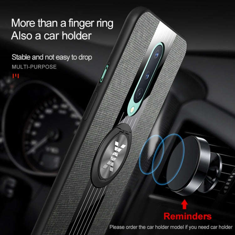 For OnePlus 8 XINLI Stitching Cloth Texture TPU Phone Case with Ring Holder(Grey)