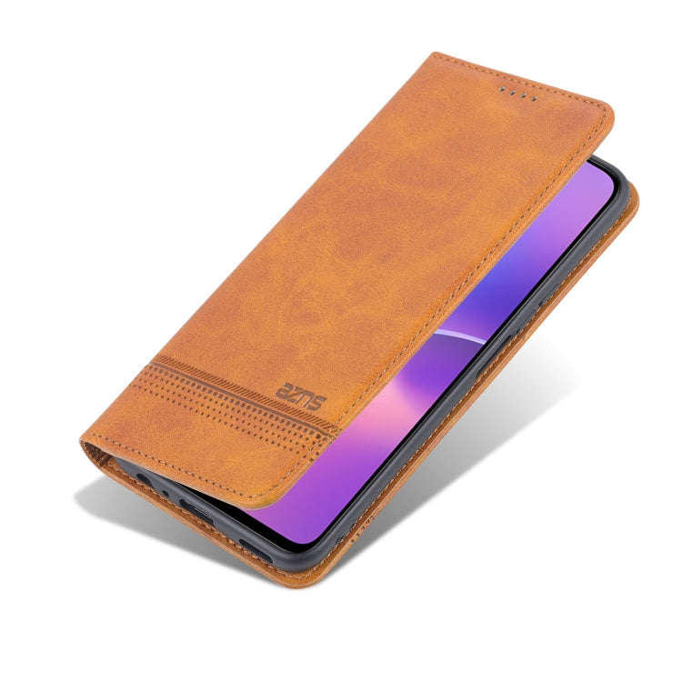 For Honor X30i AZNS Magnetic Calf Texture Horizontal Flip Leather Phone Case(Light Brown)
