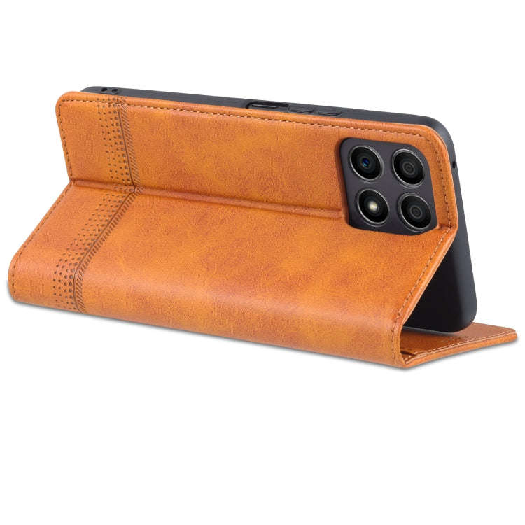 For Honor X30i AZNS Magnetic Calf Texture Horizontal Flip Leather Phone Case(Light Brown)
