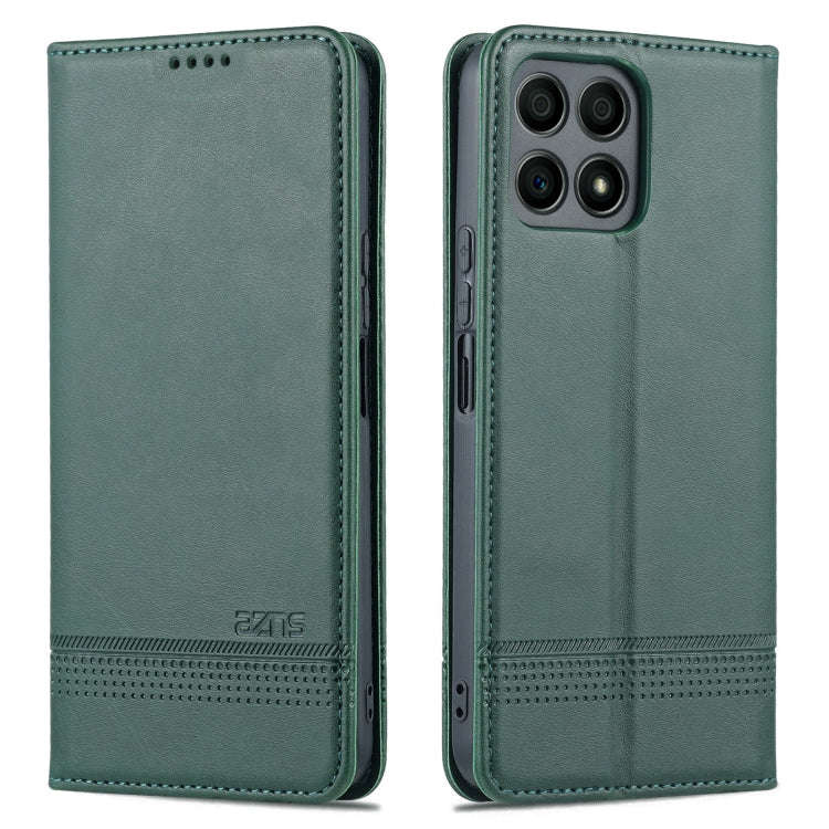 For Honor X30i AZNS Magnetic Calf Texture Horizontal Flip Leather Phone Case(Dark Green)