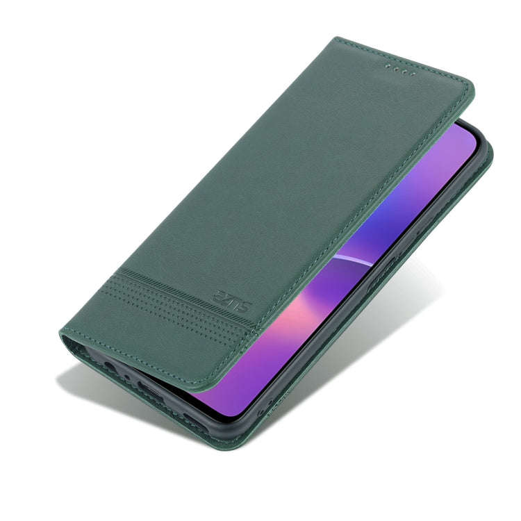 For Honor X30i AZNS Magnetic Calf Texture Horizontal Flip Leather Phone Case(Dark Green)