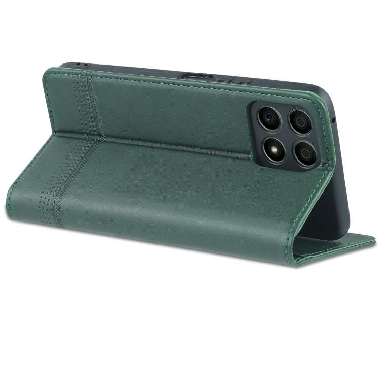 For Honor X30i AZNS Magnetic Calf Texture Horizontal Flip Leather Phone Case(Dark Green)