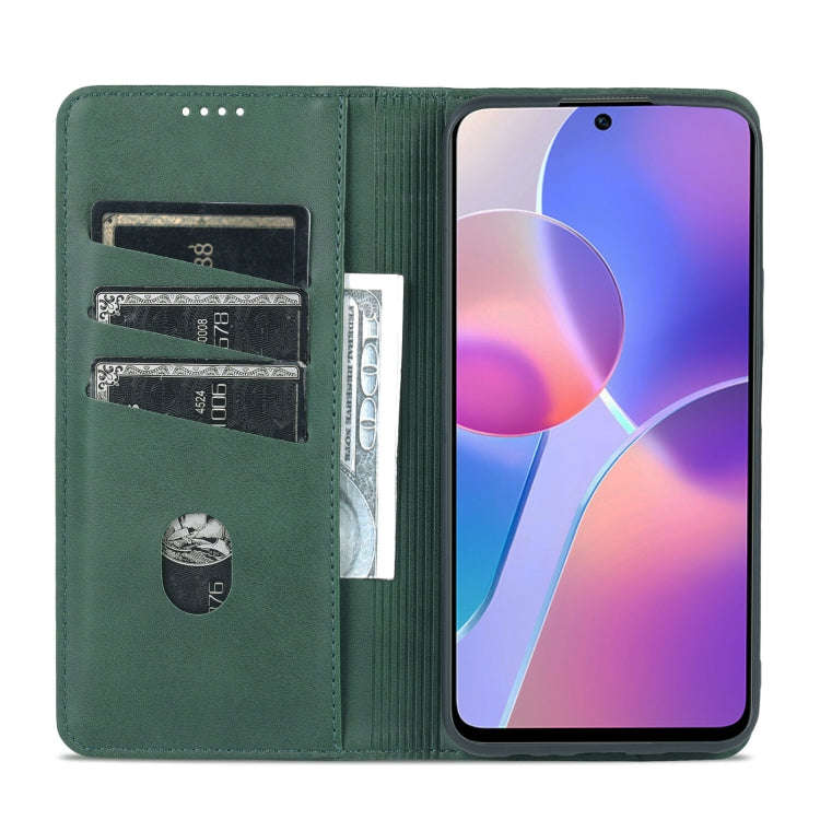 For Honor X30i AZNS Magnetic Calf Texture Horizontal Flip Leather Phone Case(Dark Green)