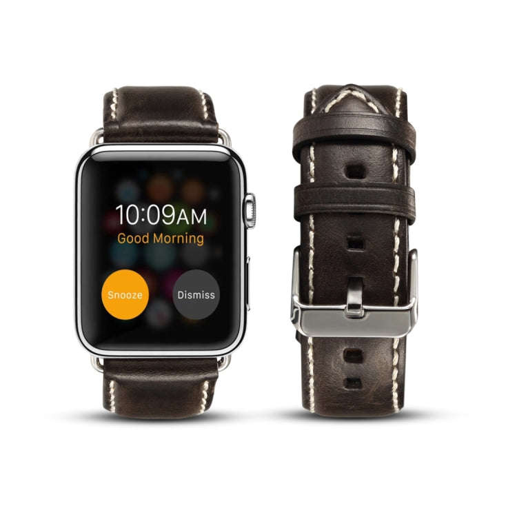 For Apple Watch Series 9&8&7 41mm / SE 3&SE 2&6&SE&5&4 40mm / 3&2&1 38mm Oil Wax Retro Cowhide St...