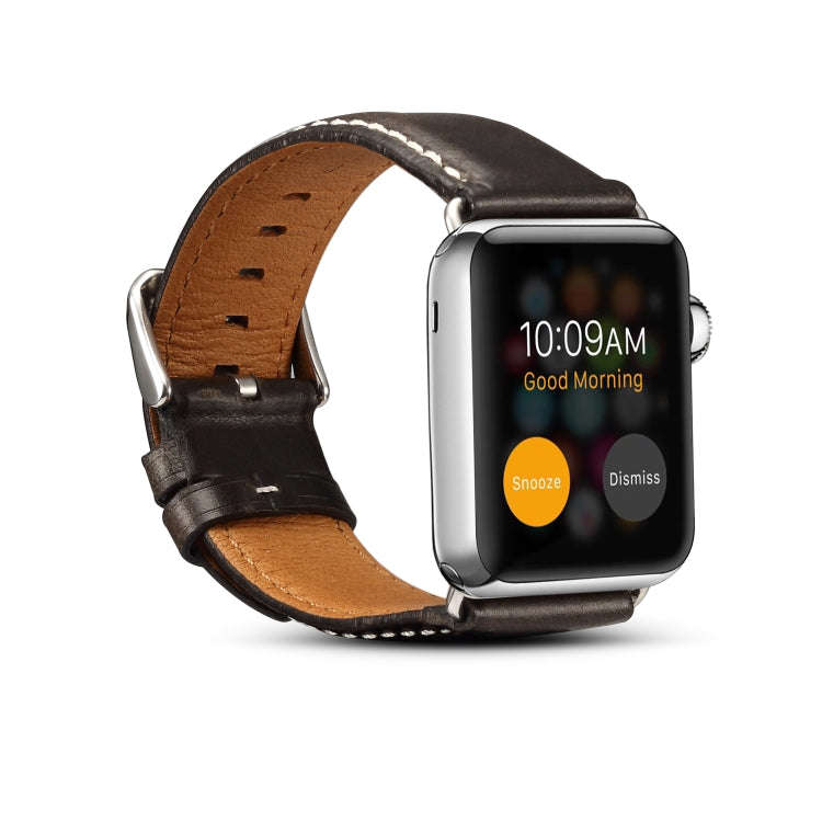 For Apple Watch Series 9&8&7 41mm / SE 3&SE 2&6&SE&5&4 40mm / 3&2&1 38mm Oil Wax Retro Cowhide St...