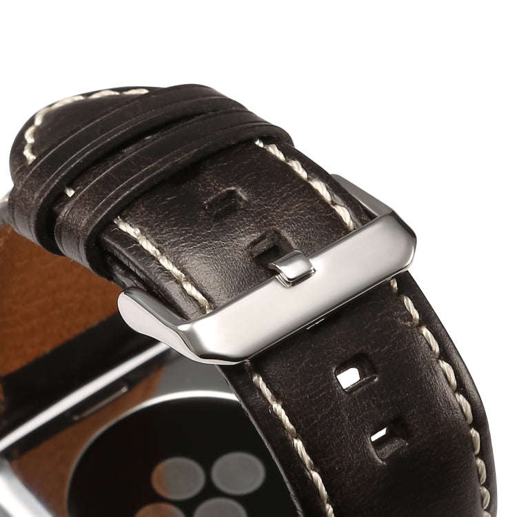For Apple Watch Series 9&8&7 41mm / SE 3&SE 2&6&SE&5&4 40mm / 3&2&1 38mm Oil Wax Retro Cowhide St...